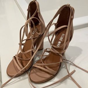 Nude Alias Mae Leather Tie Heeled Sandals